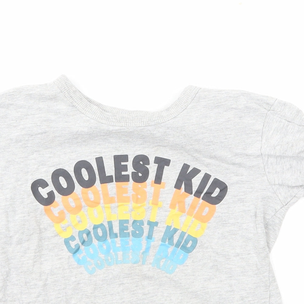George Boys Grey Cotton Basic T-Shirt Size 3-4 Years Round Neck Pullover - Coolest Kid