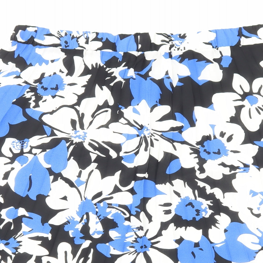 TU Womens Blue Floral Polyester Swing Skirt Size 18