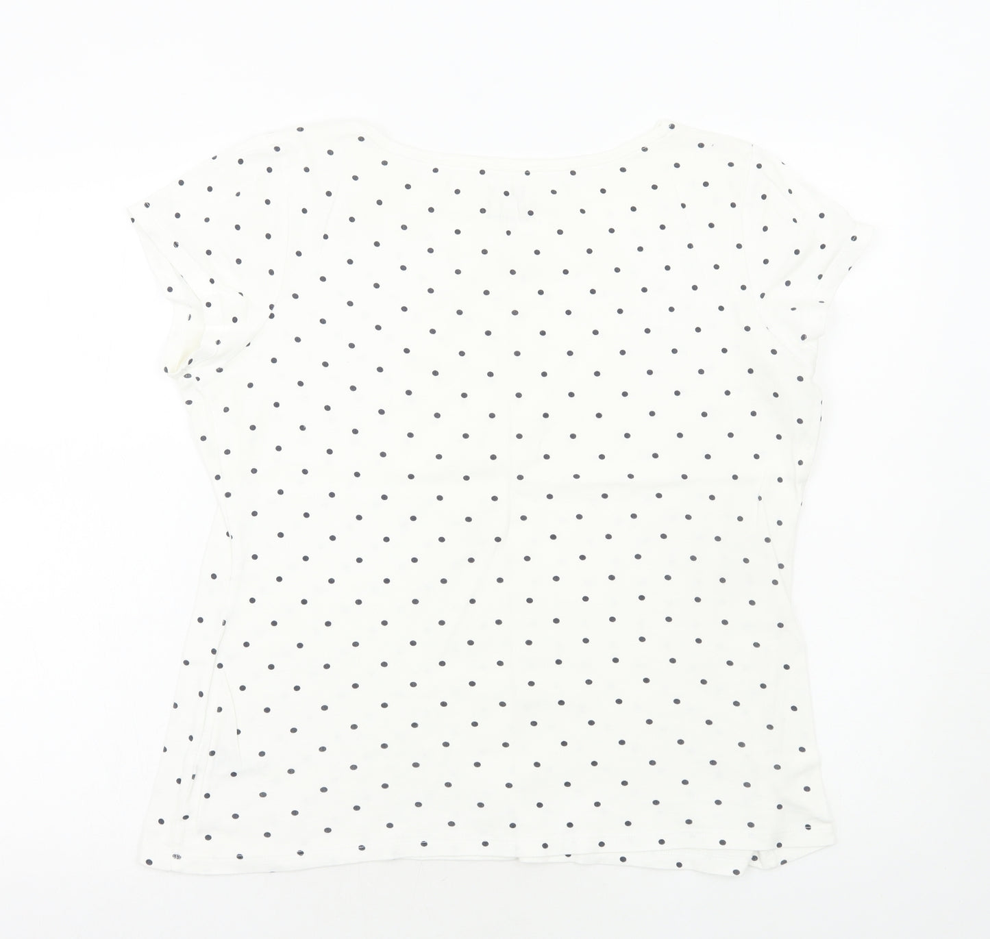 Papaya Womens White Polka Dot Cotton Basic T-Shirt Size 18 Boat Neck