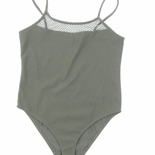 Primark Womens Green Polyester Bodysuit One-Piece Size S Snap