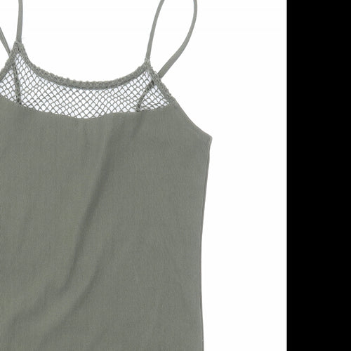 Primark Womens Green Polyester Bodysuit One-Piece Size S Snap