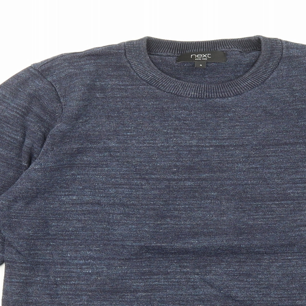 NEXT Mens Blue Round Neck Cotton Pullover Jumper Size S