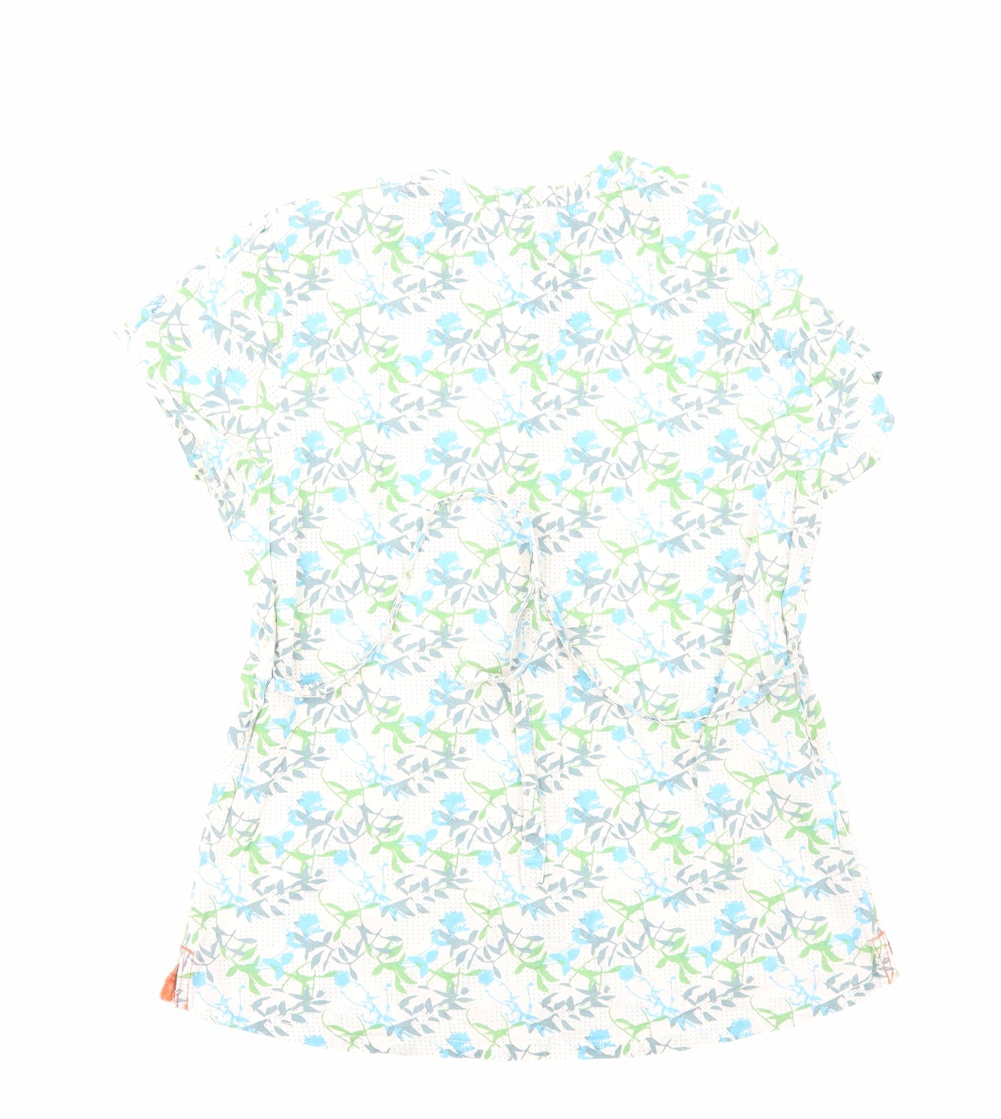 Regatta Womens Ivory Geometric Cotton Basic Button-Up Size 10 Round Neck