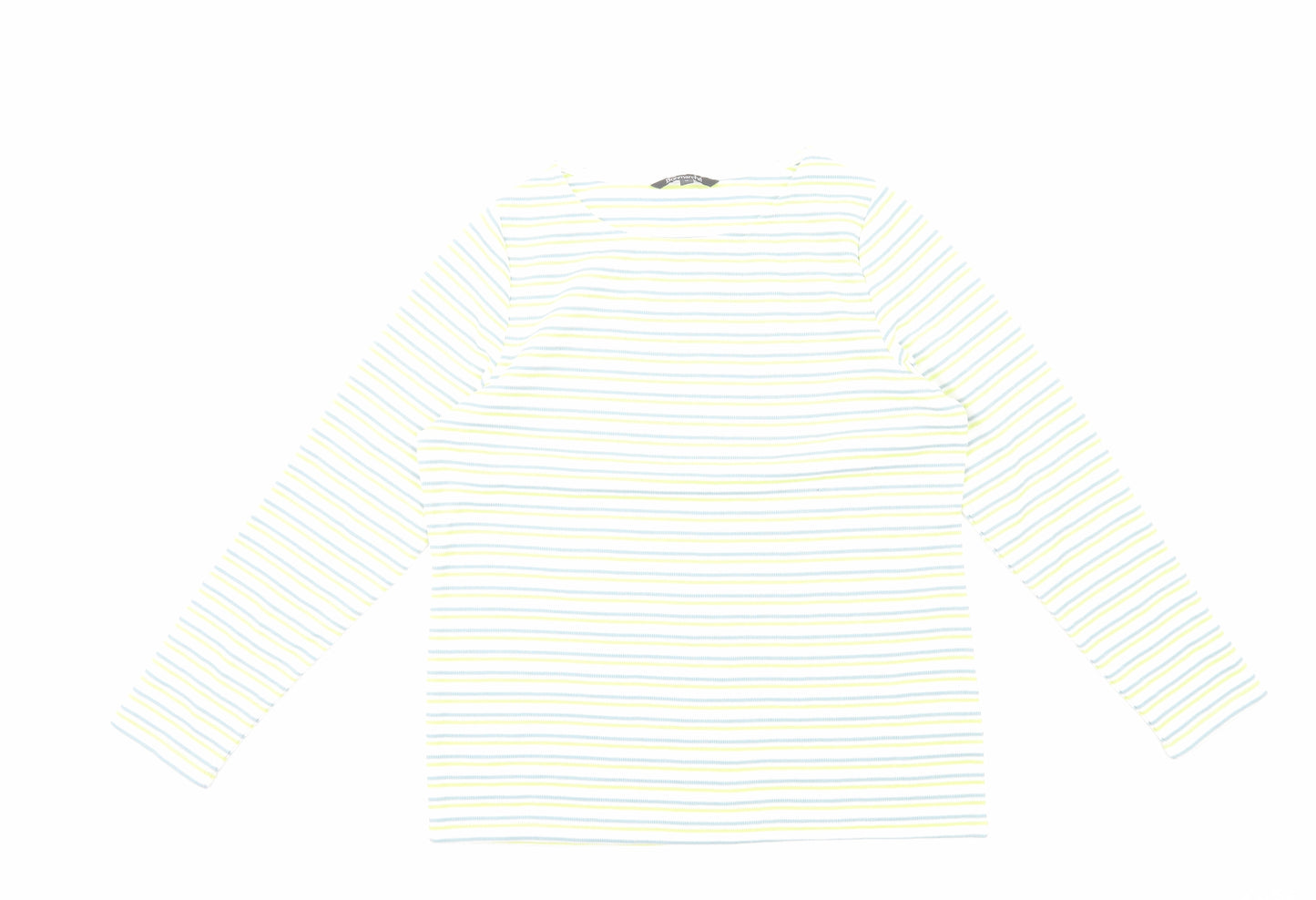 Bonmarché Womens Green Striped Cotton Basic T-Shirt Size 16 Round Neck