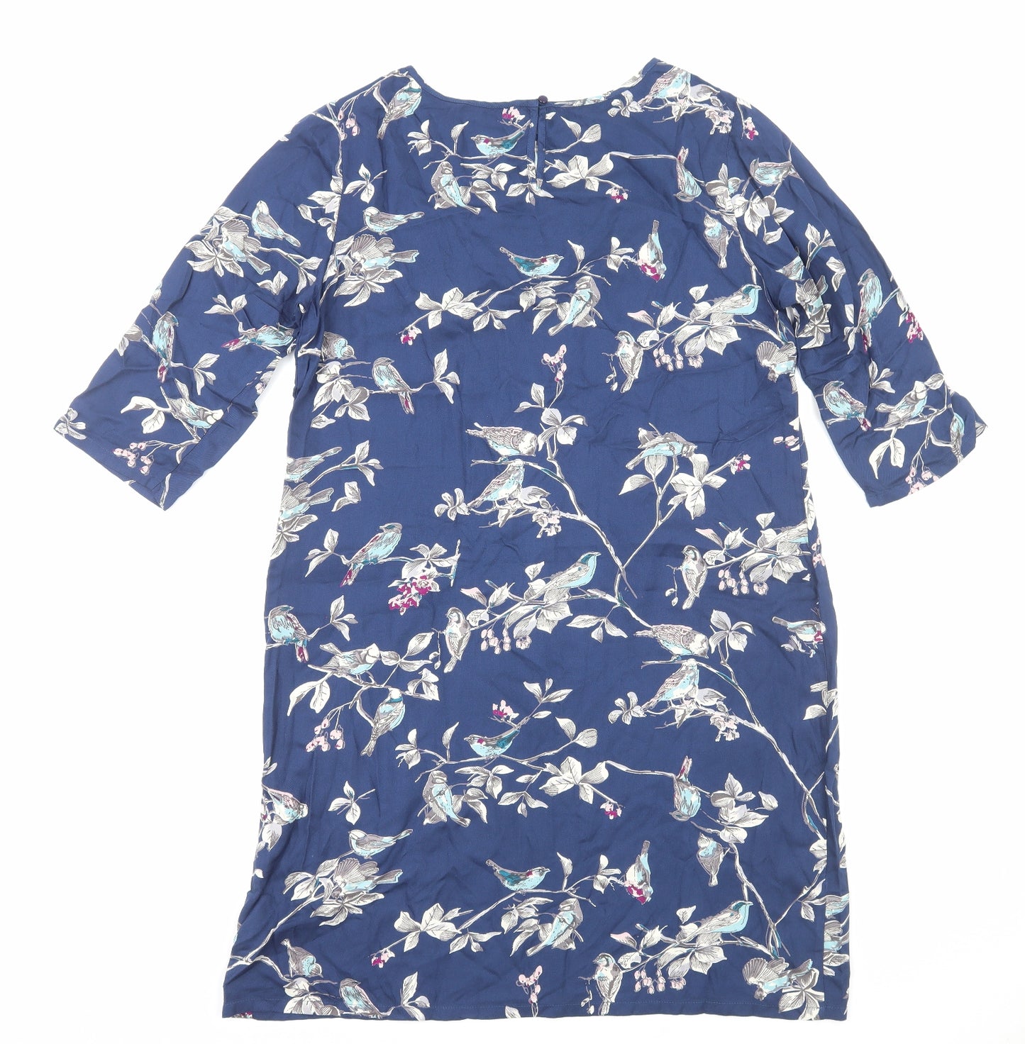 Bonmarché Womens Blue Geometric Viscose Shift Size 14 Round Neck Pullover