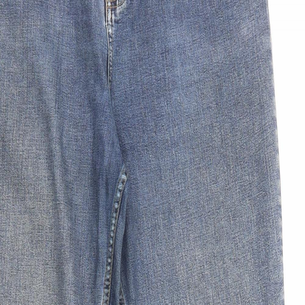 Marks and Spencer Womens Blue Cotton Straight Jeans Size 14 Regular Zip