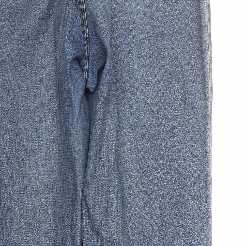 Marks and Spencer Womens Blue Cotton Straight Jeans Size 14 Regular Zip