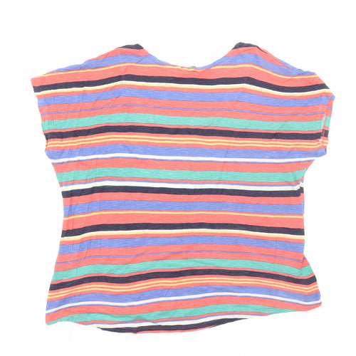 Monsoon Womens Multicoloured Striped Viscose Basic T-Shirt Size 14 Scoop Neck