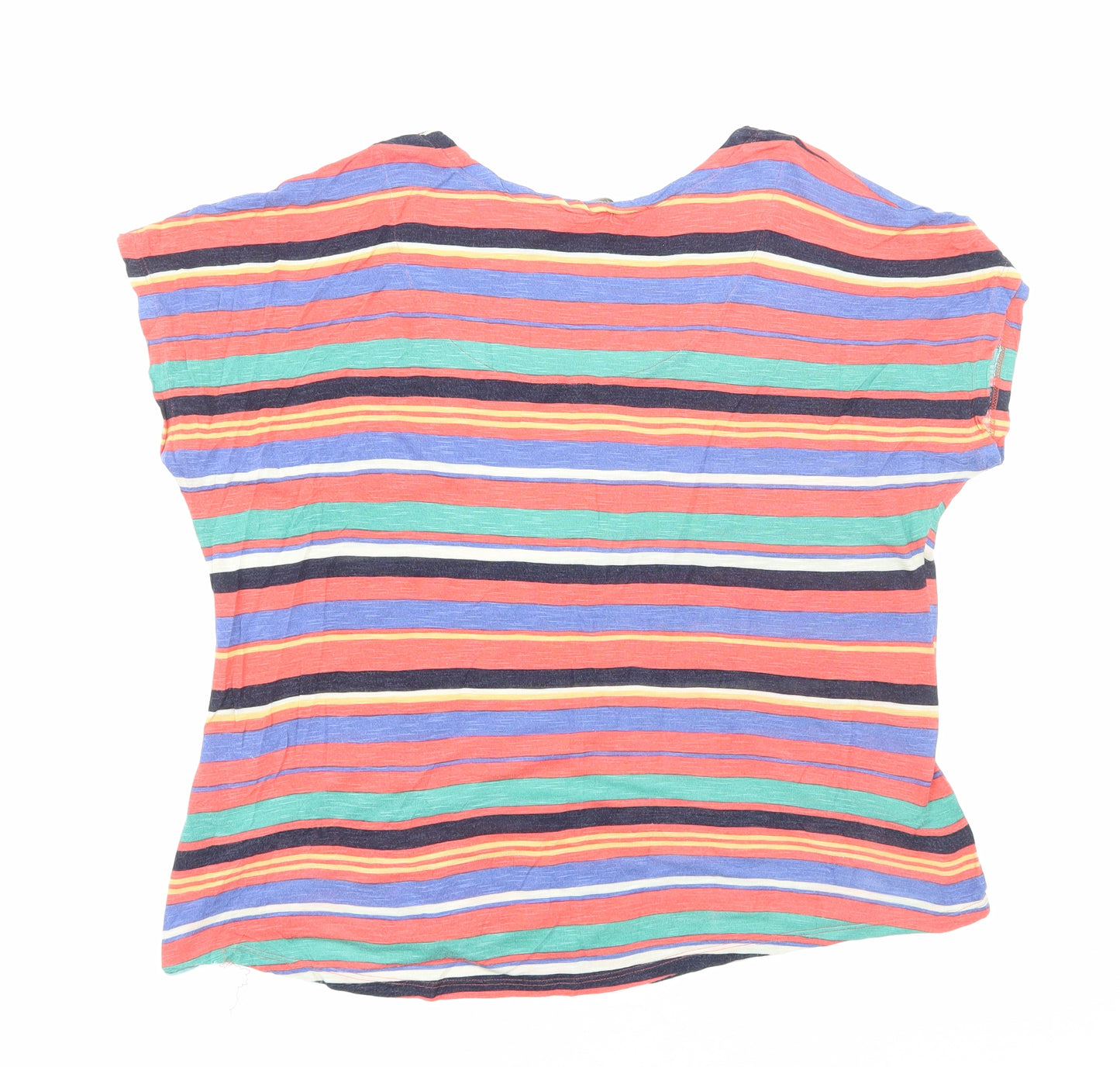 Monsoon Womens Multicoloured Striped Viscose Basic T-Shirt Size 14 Scoop Neck