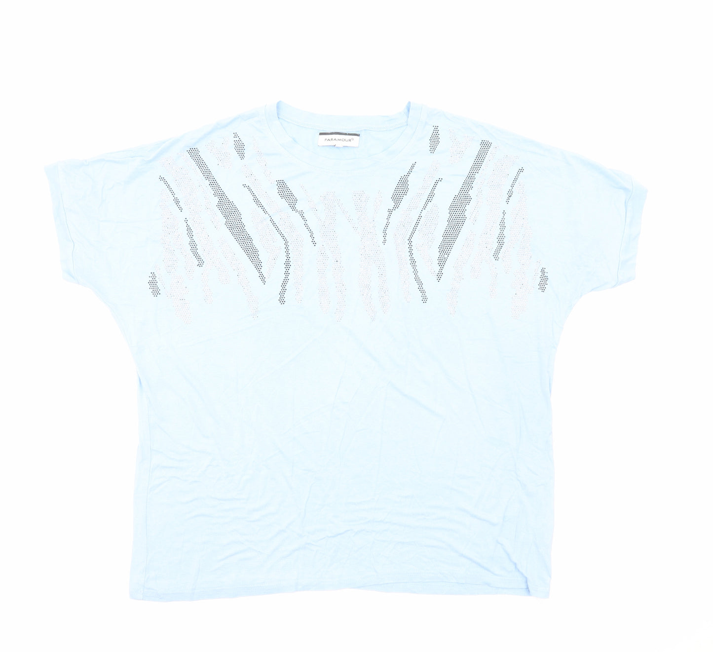 Paramour Womens Blue Viscose Basic T-Shirt Size M Scoop Neck