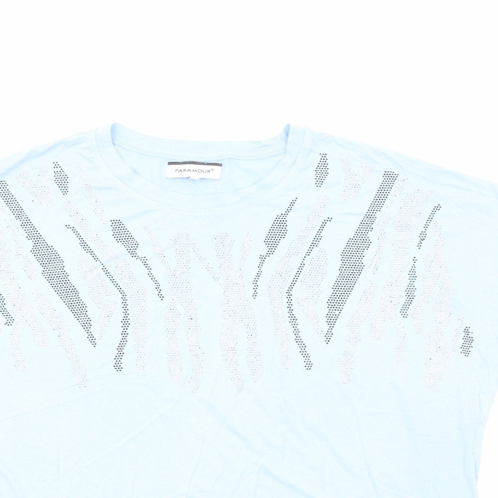 Paramour Womens Blue Viscose Basic T-Shirt Size M Scoop Neck