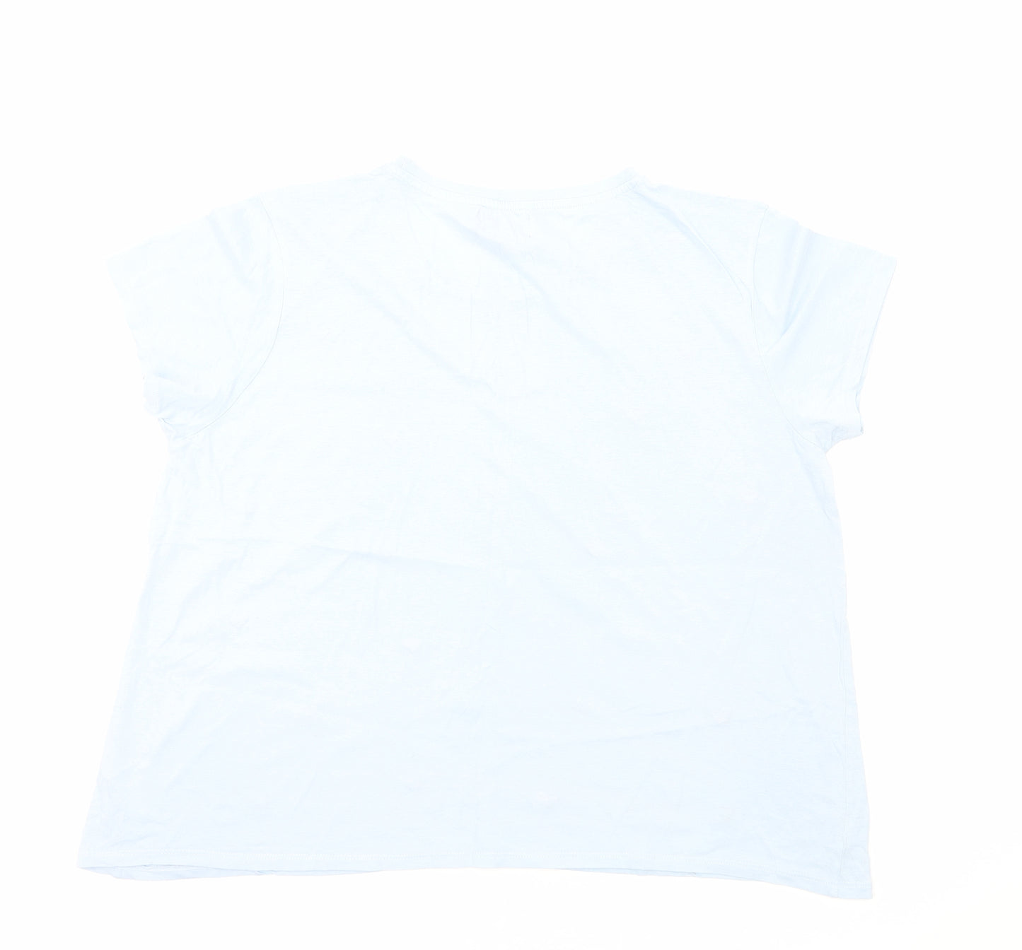 Paramour Womens Blue Geometric Viscose Basic T-Shirt Size 18 Round Neck - Heart