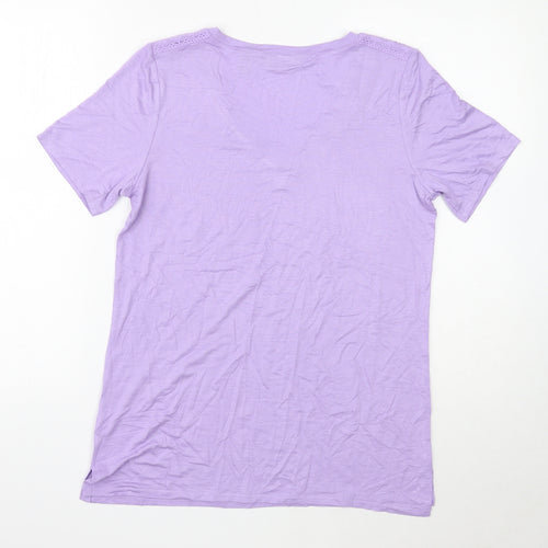 Ruth Langsford Womens Purple Viscose Basic T-Shirt Size XS V-Neck