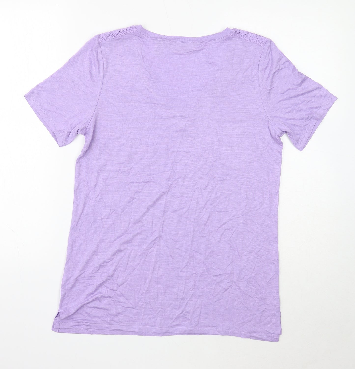 Ruth Langsford Womens Purple Viscose Basic T-Shirt Size XS V-Neck