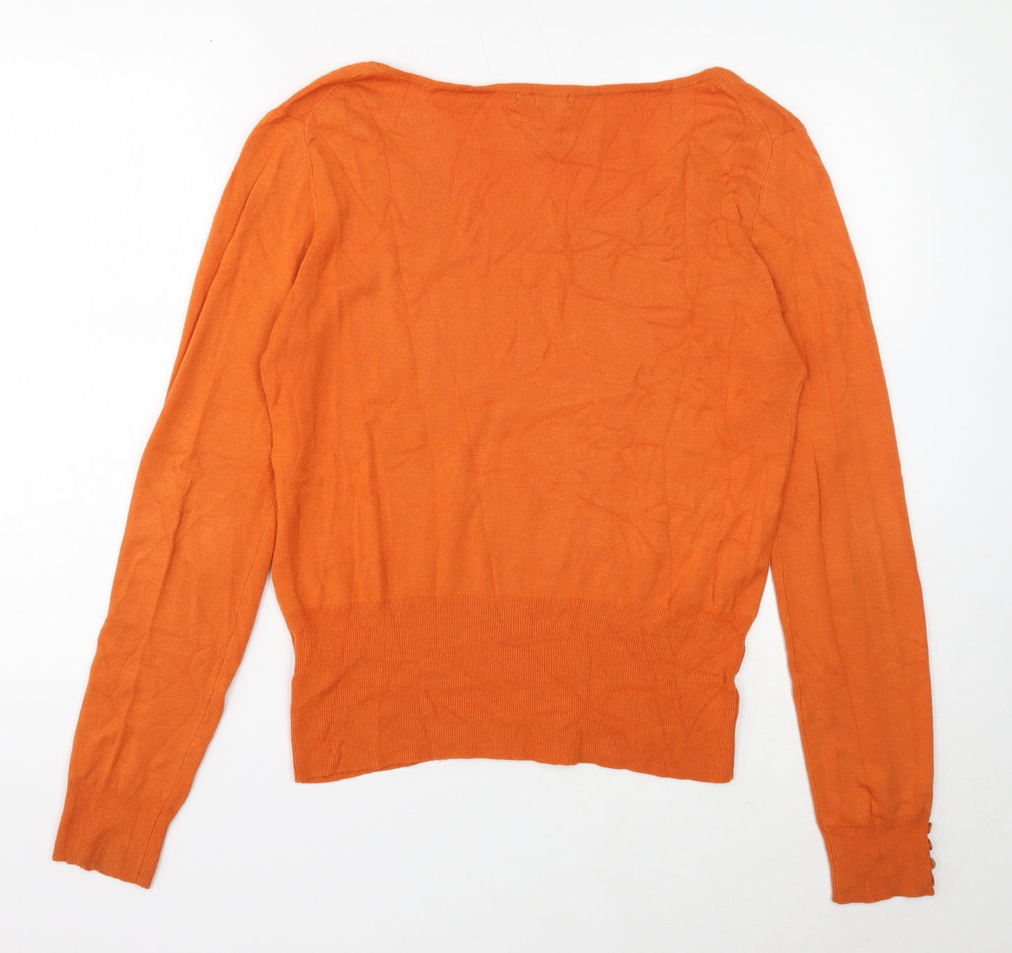 Linea Womens Orange Scoop Neck Cotton Pullover Jumper Size L