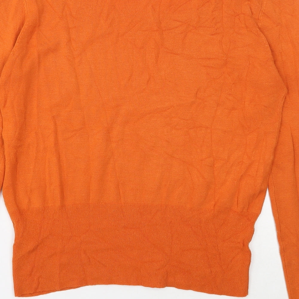 Linea Womens Orange Scoop Neck Cotton Pullover Jumper Size L