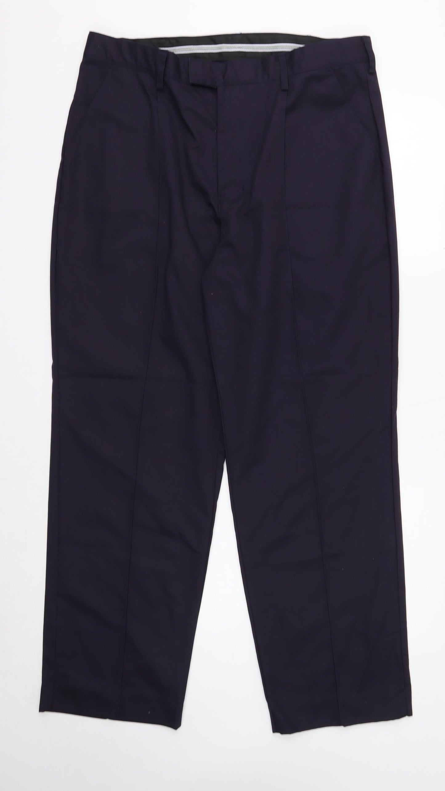 Double TWO Mens Blue Polyester Dress Pants Trousers Size 38 in Regular Zip