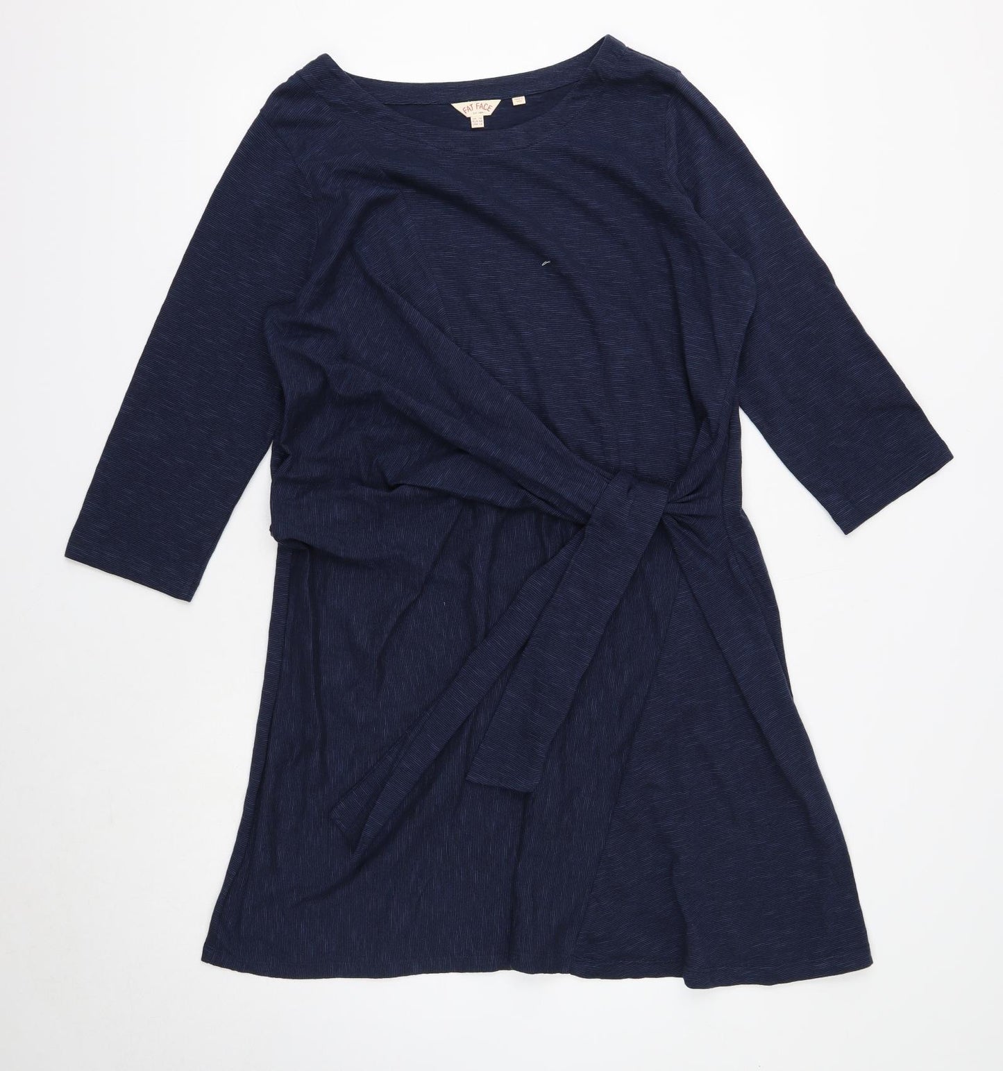 Fat Face Womens Blue Cotton A-Line Size 16 Boat Neck Pullover