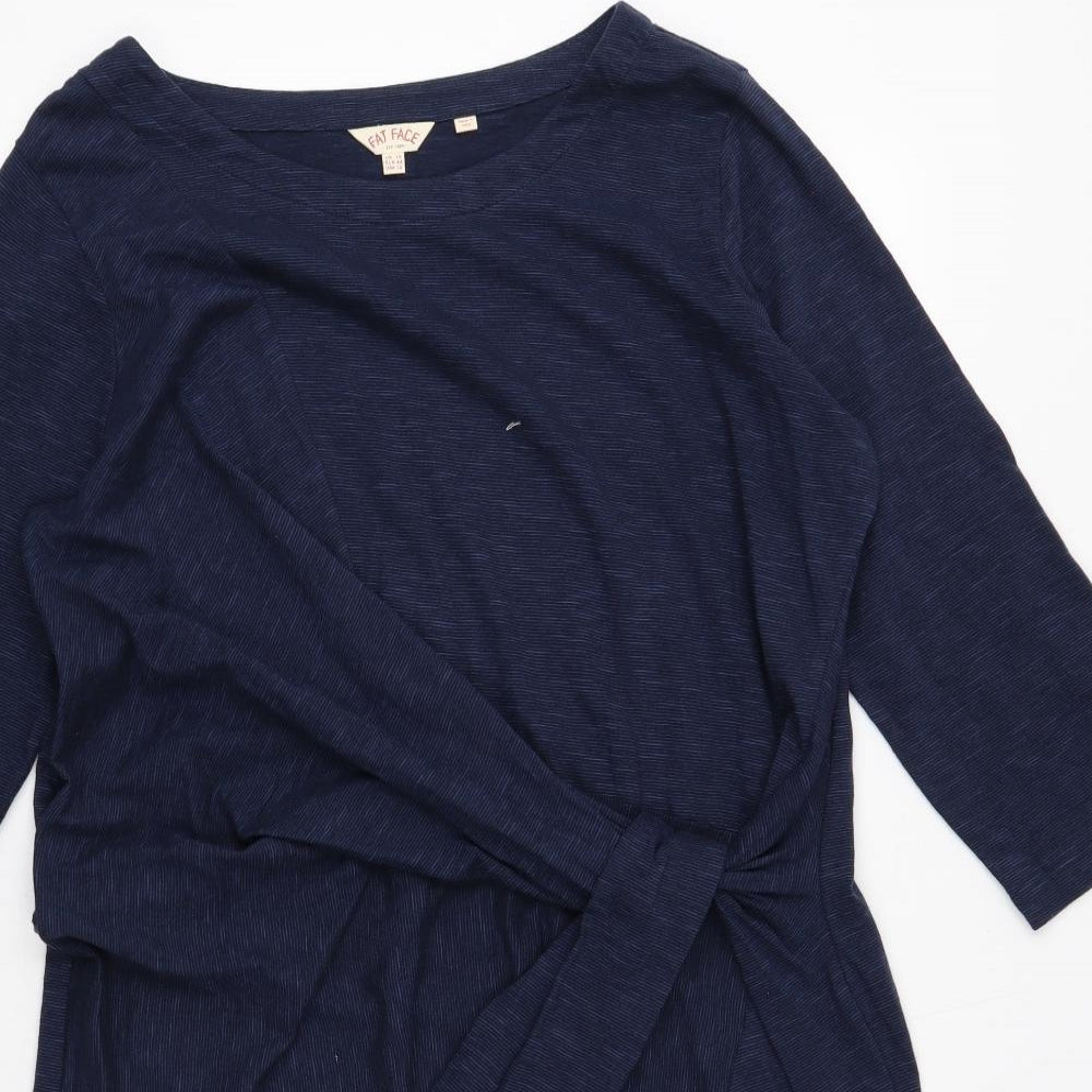 Fat Face Womens Blue Cotton A-Line Size 16 Boat Neck Pullover