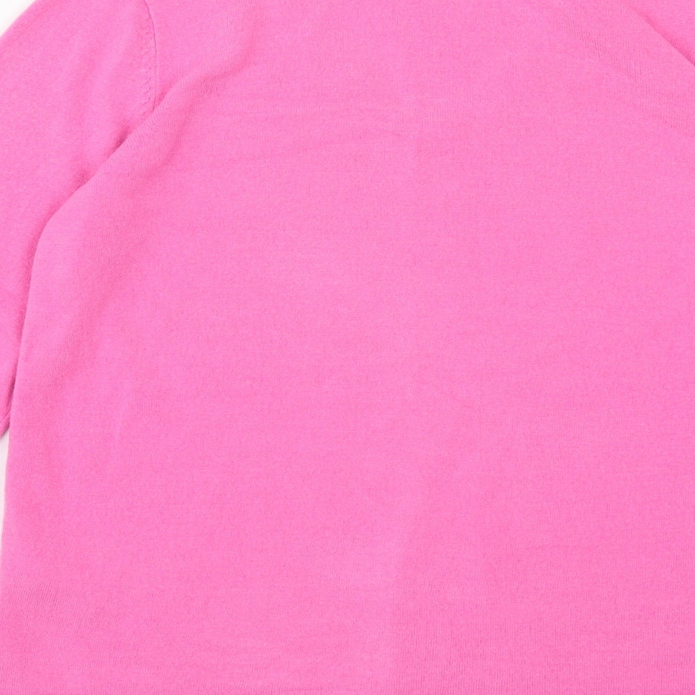 Marks and Spencer Womens Pink V-Neck Acrylic Pullover Jumper Size 14