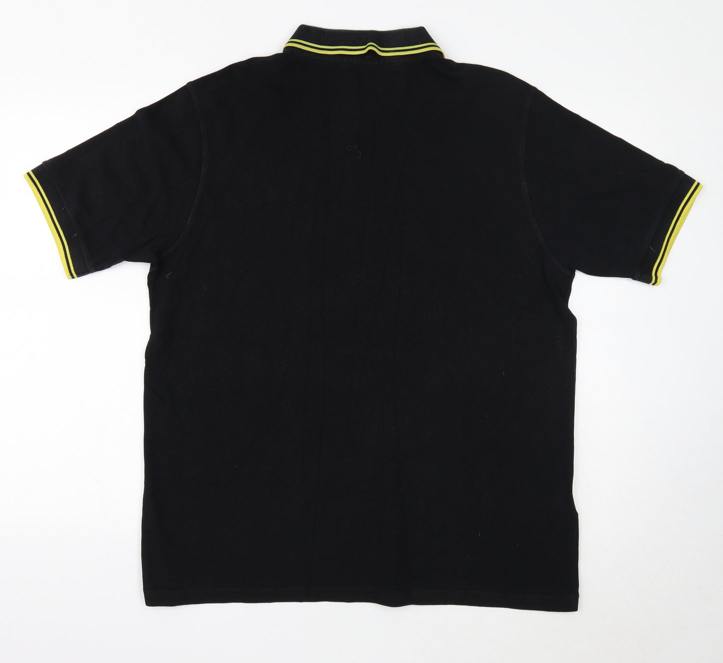 Fred Perry Mens Black Cotton Polo Size XL Collared Button