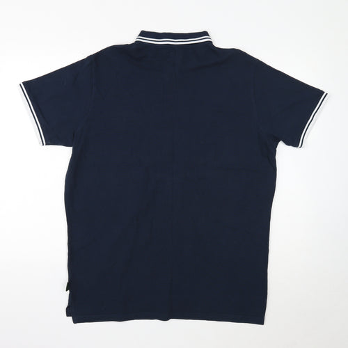 Enrico Coveri Mens Blue Cotton Polo Size 2XL Collared Button