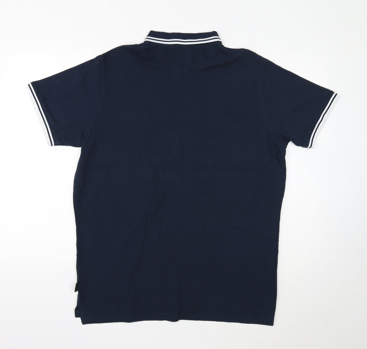 Enrico Coveri Mens Blue Cotton Polo Size 2XL Collared Button
