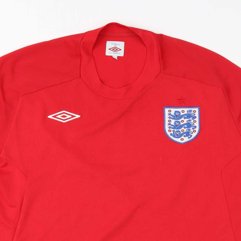 Umbro Womens Red Polyester Basic T-Shirt Size 18 Round Neck - England Football