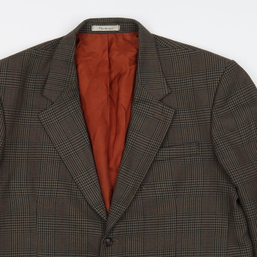 Berkertex Mens Multicoloured Plaid Polyester Jacket Blazer Size 44