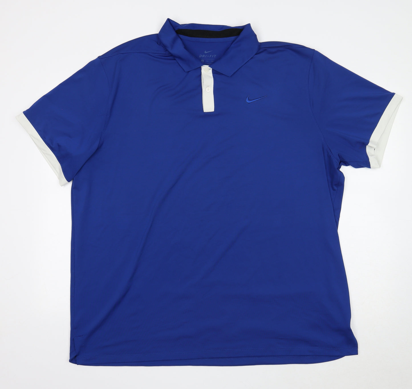 Nike Mens Blue Polyester Basic Polo Size 2XL Collared Pullover - Dri-Fit