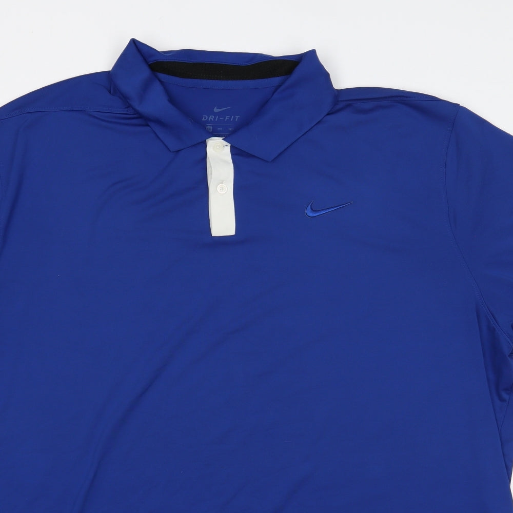Nike Mens Blue Polyester Basic Polo Size 2XL Collared Pullover - Dri-Fit