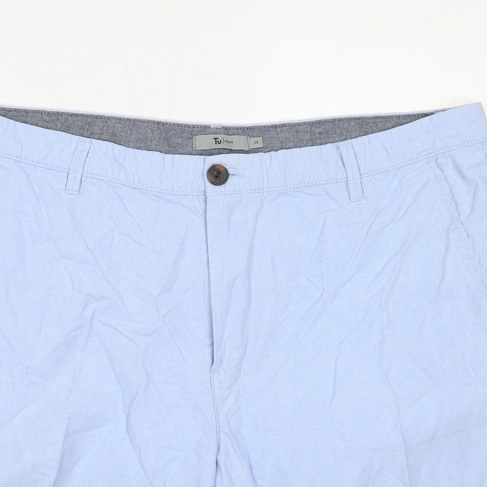 TU Mens Blue Cotton Chino Shorts Size 38 in Regular Zip
