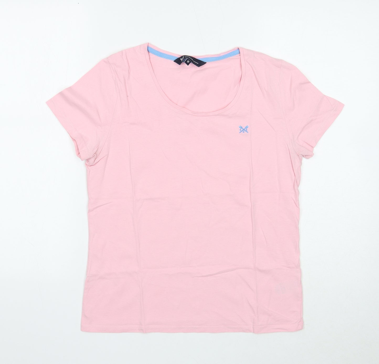 Crew Clothing Womens Pink Cotton Basic T-Shirt Size 12 Round Neck