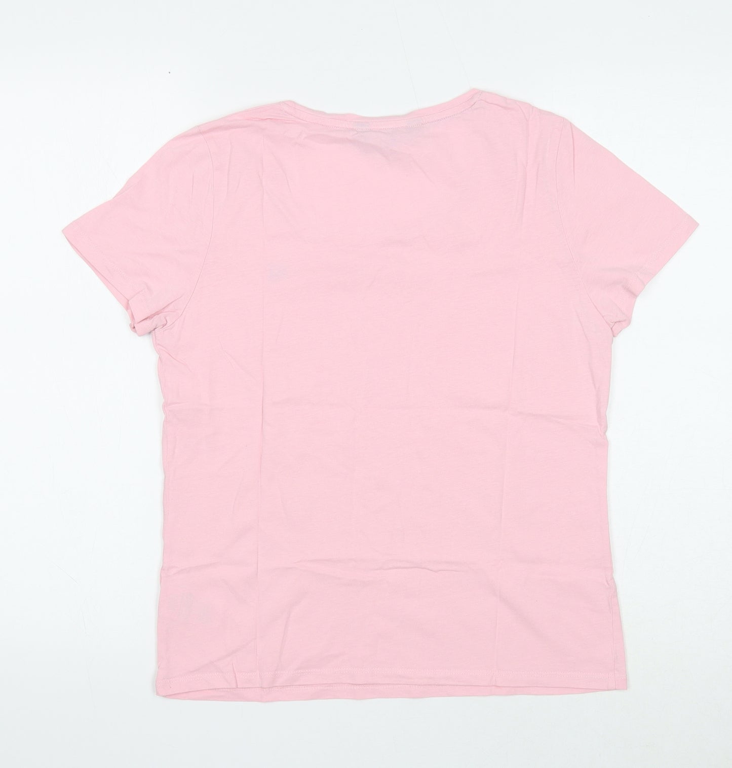 Crew Clothing Womens Pink Cotton Basic T-Shirt Size 12 Round Neck