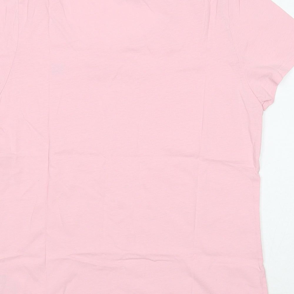 Crew Clothing Womens Pink Cotton Basic T-Shirt Size 12 Round Neck