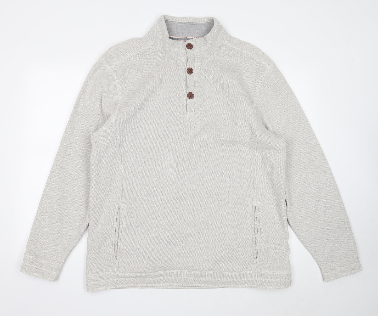 Boston Crew Mens Ivory Cotton Henley Sweatshirt Size XL