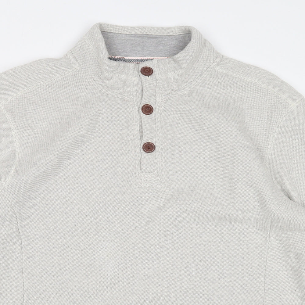 Boston Crew Mens Ivory Cotton Henley Sweatshirt Size XL