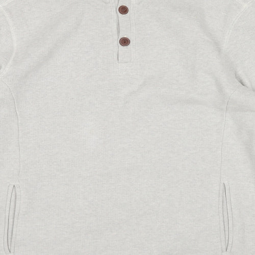 Boston Crew Mens Ivory Cotton Henley Sweatshirt Size XL