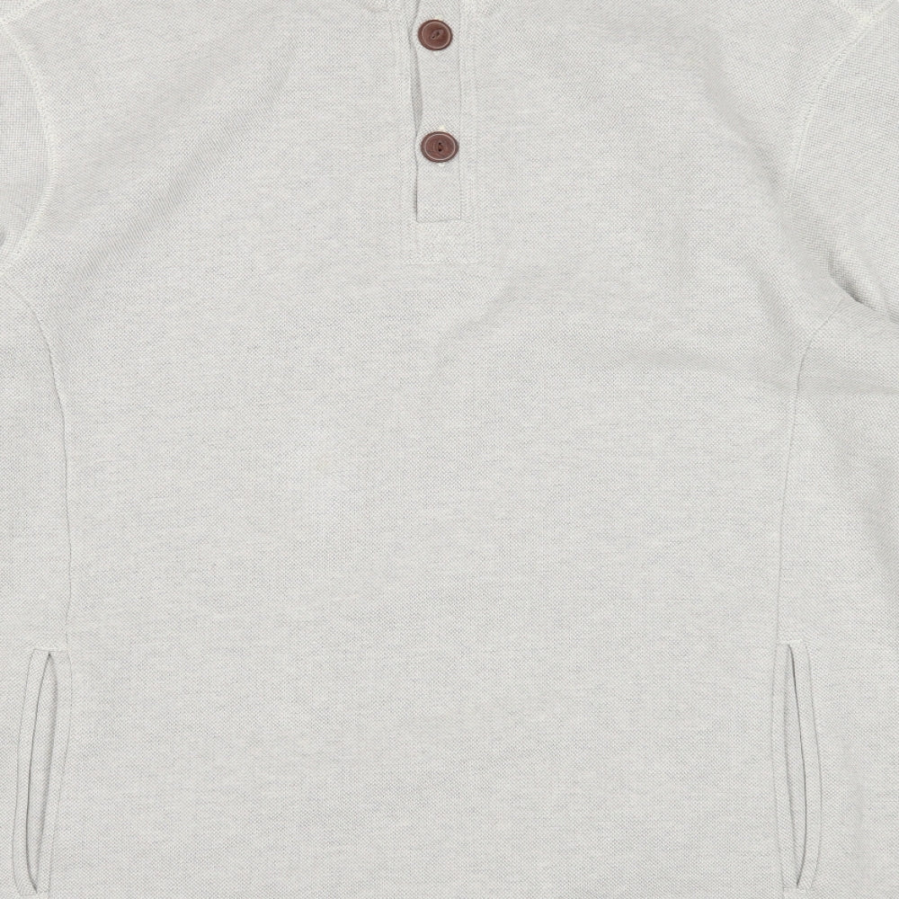 Boston Crew Mens Ivory Cotton Henley Sweatshirt Size XL