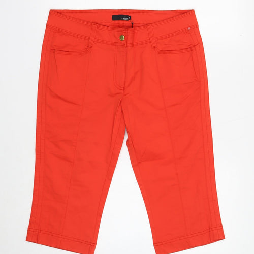 Casall Womens Red Polyamide Cropped Trousers Size 12 Regular Zip