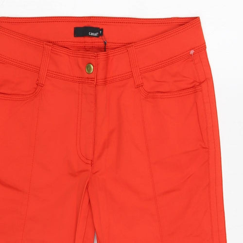 Casall Womens Red Polyamide Cropped Trousers Size 12 Regular Zip