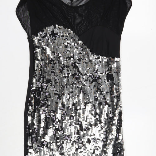 Lipsy London Womens Black Polyester Shift Size 10 Scoop Neck Pullover