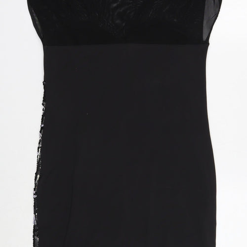 Lipsy London Womens Black Polyester Shift Size 10 Scoop Neck Pullover