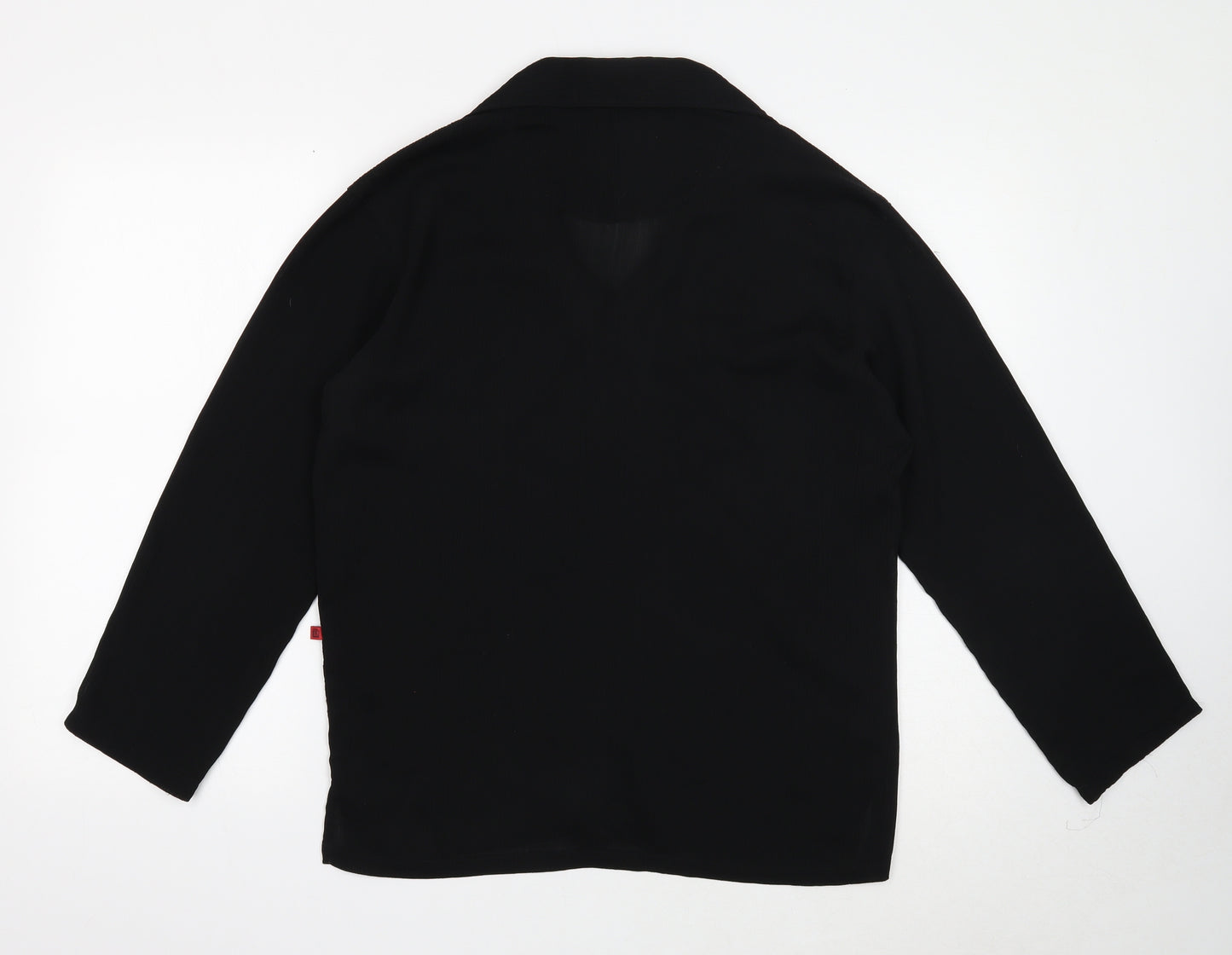 Deus Womens Black Geometric Viscose Basic Blouse Size M V-Neck