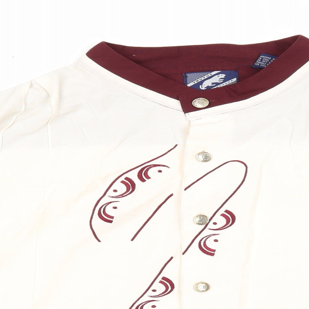 Trutus Biancarra Womens Ivory Viscose Basic Button-Up Size XL Round Neck