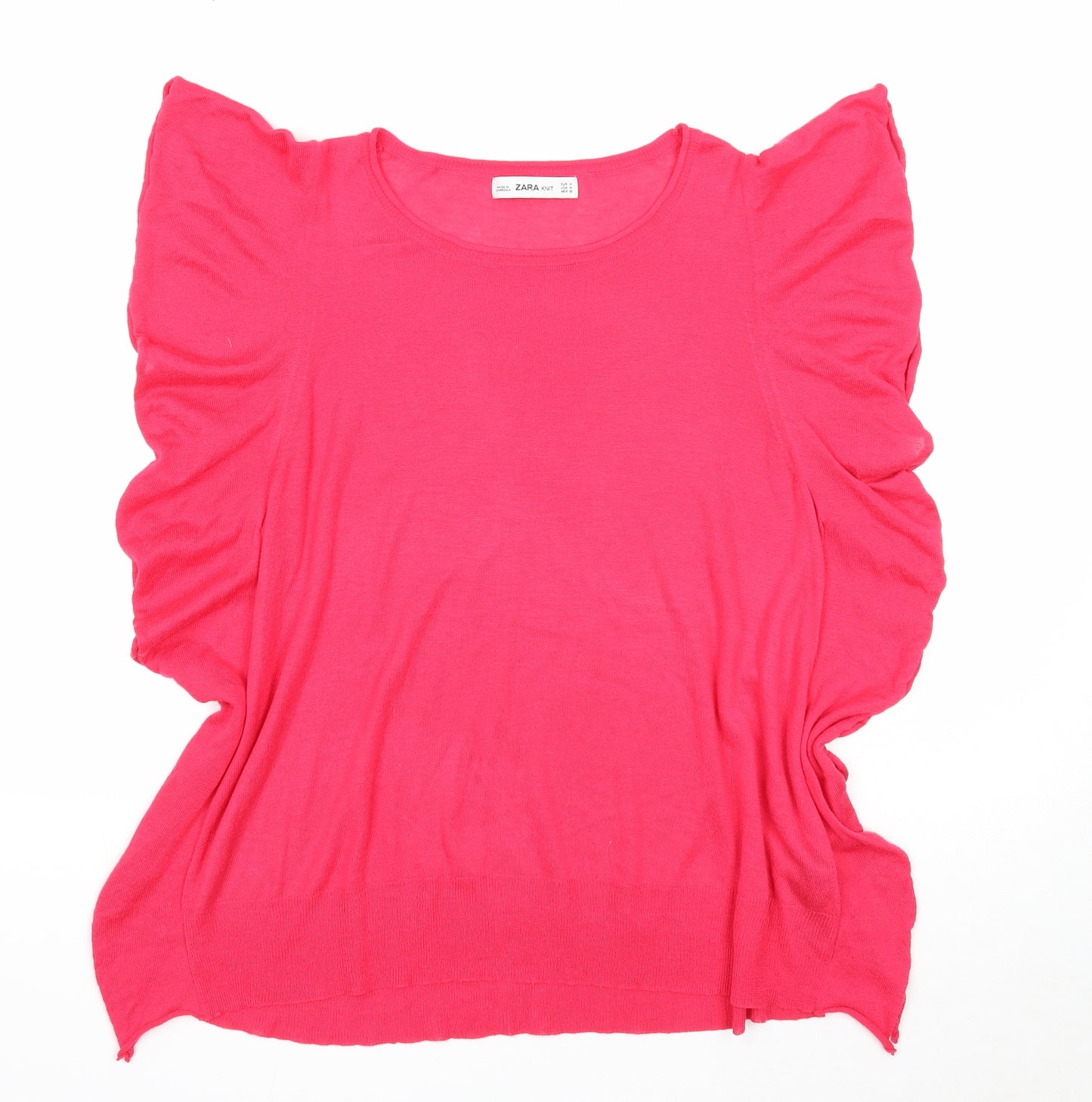 Zara Womens Pink Round Neck Viscose Pullover Jumper Size M