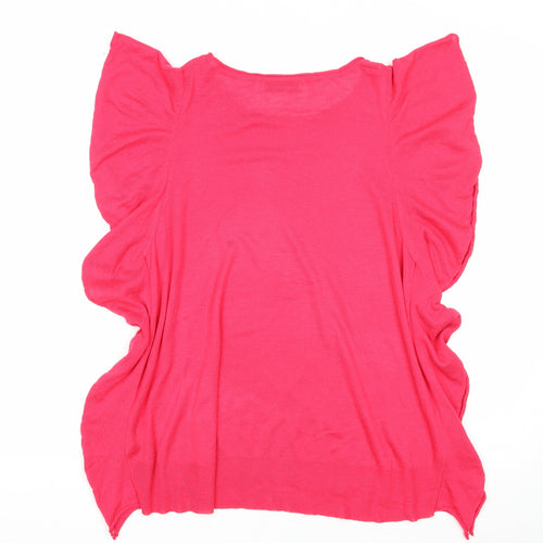 Zara Womens Pink Round Neck Viscose Pullover Jumper Size M