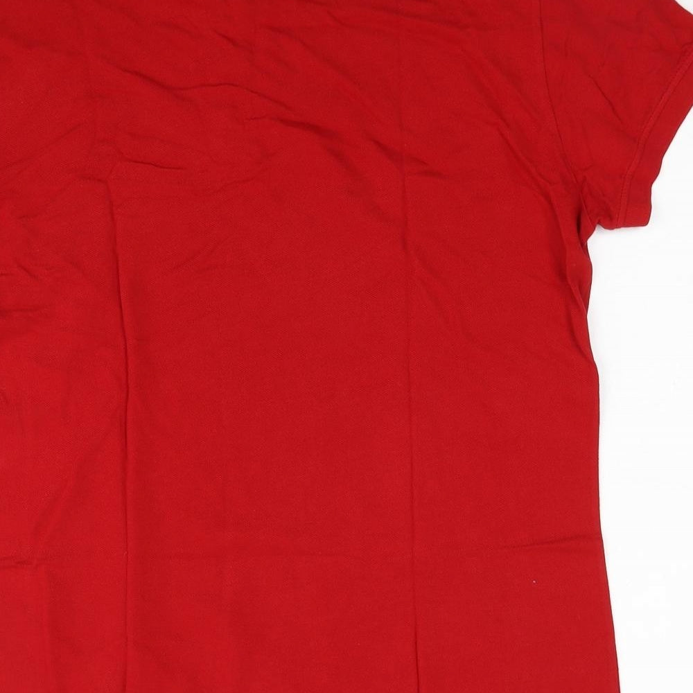 Armani Jeans Mens Red Cotton Polo Size L Collared Pullover