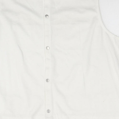 New Look Womens Ivory Geometric Polyester Cropped Tank Size 16 Round Neck