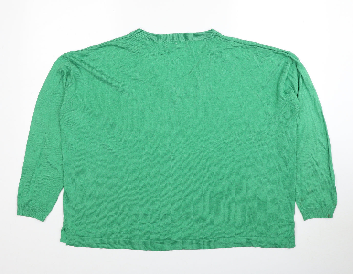 Marks and Spencer Womens Green V-Neck Acrylic Pullover Jumper Size XL